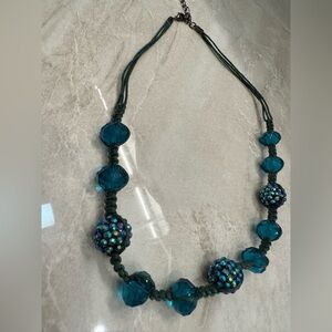 Blue and silver beaded necklace with adjustable length #jewellery